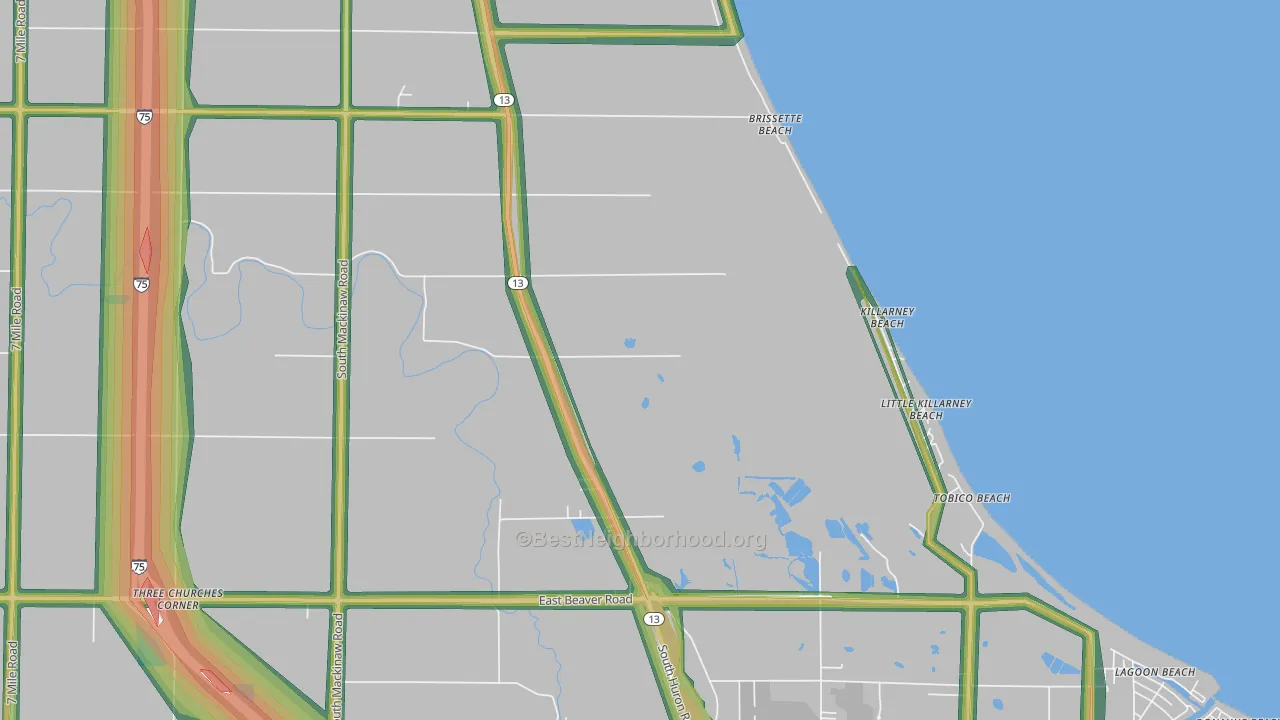 Killarney Beach, MI Map of Noise Levels in Killarney Beach
