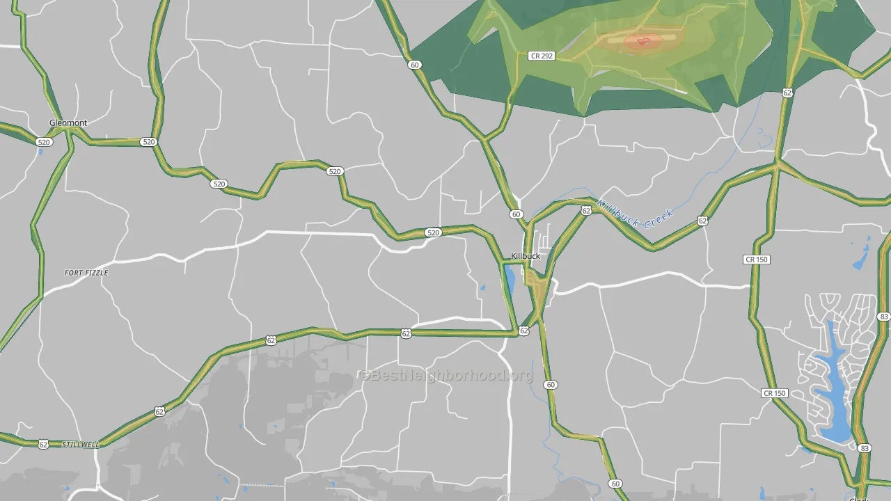 Killbuck, OH Map of Noise Levels in Killbuck