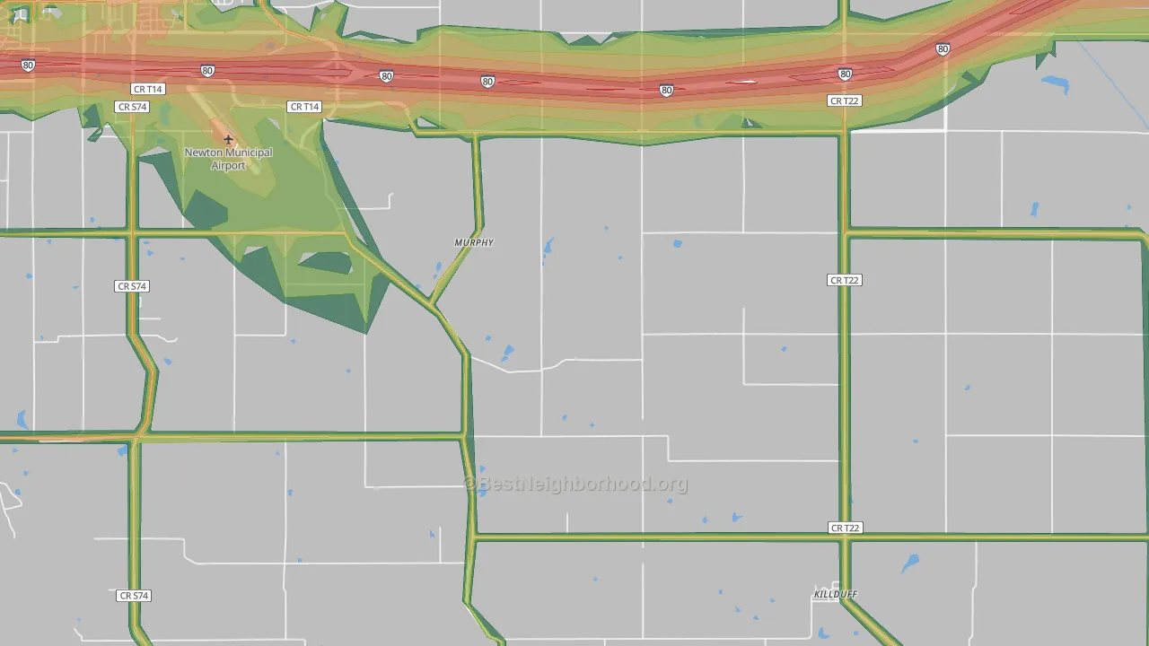 Killduff, IA Map of Noise Levels in Killduff