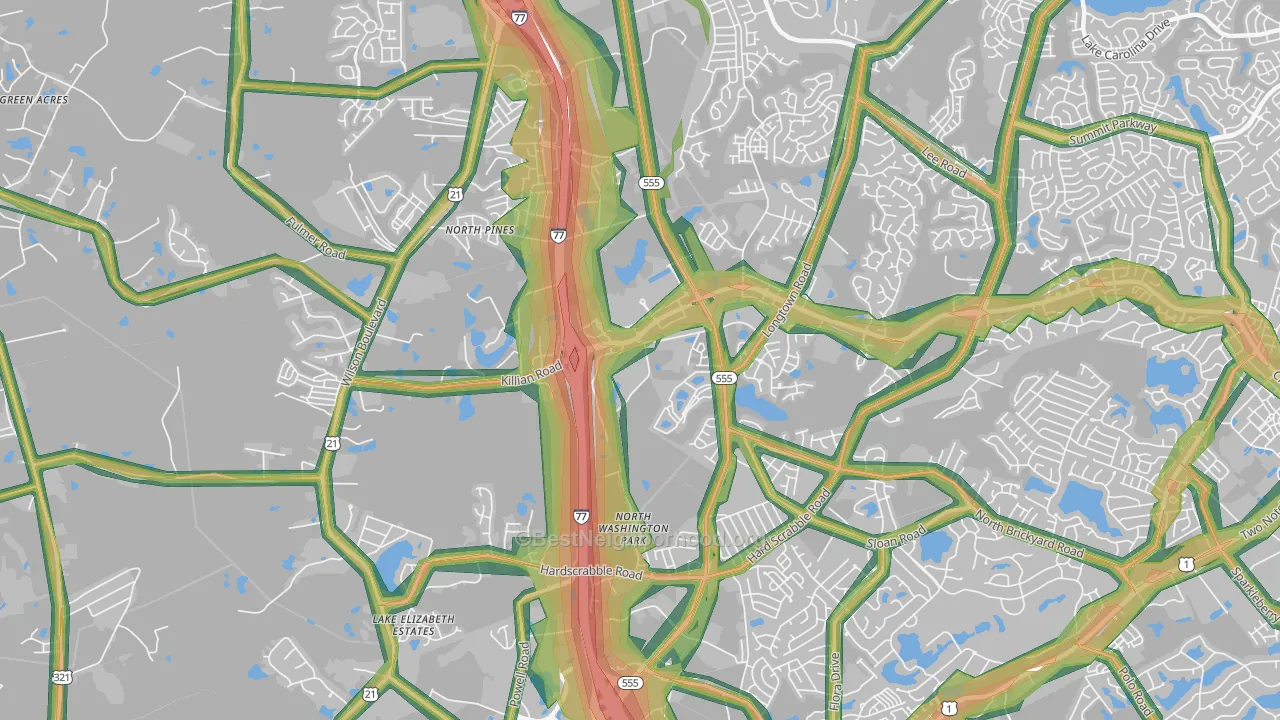 Killian, SC Map of Noise Levels in Killian