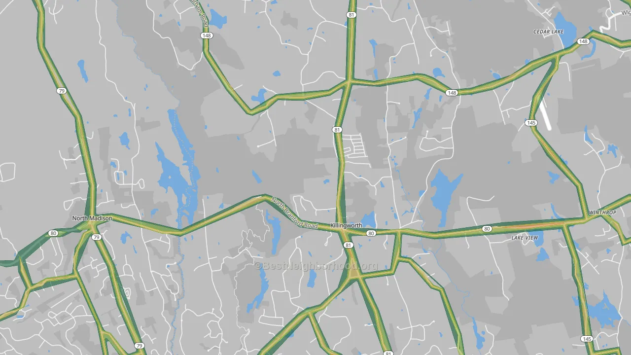 Killingworth, CT Map of Noise Levels in Killingworth