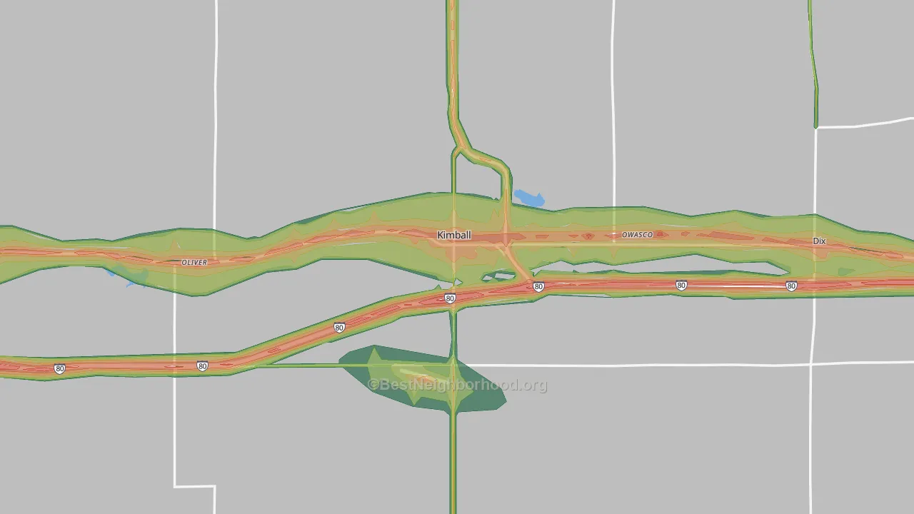 Kimball County, NE Map of Noise Levels in Kimball County