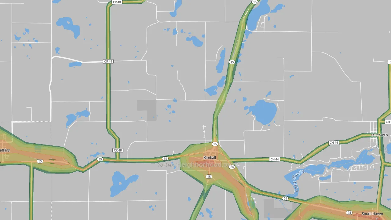 Kimball, MN Map of Noise Levels in Kimball
