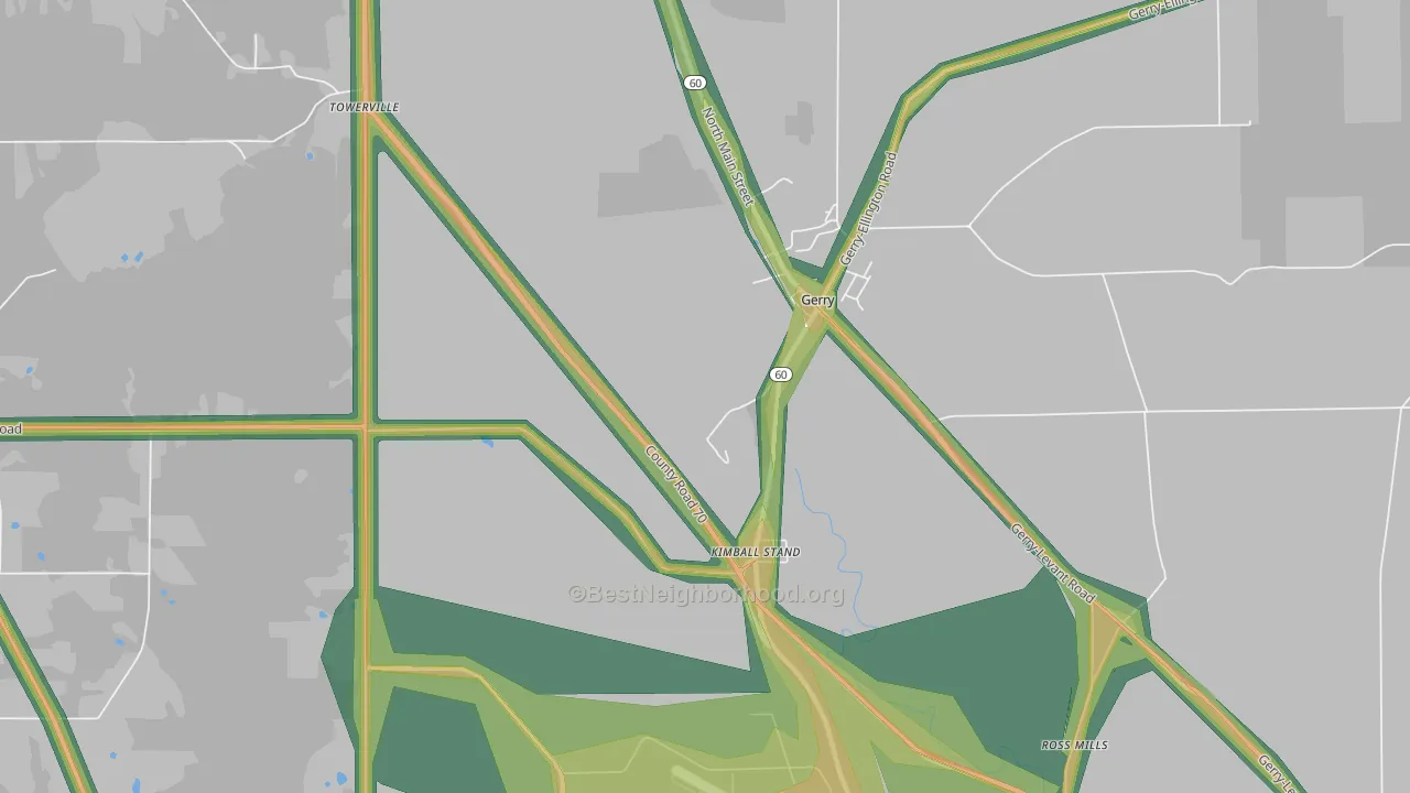 Kimball Stand, NY Map of Noise Levels in Kimball Stand