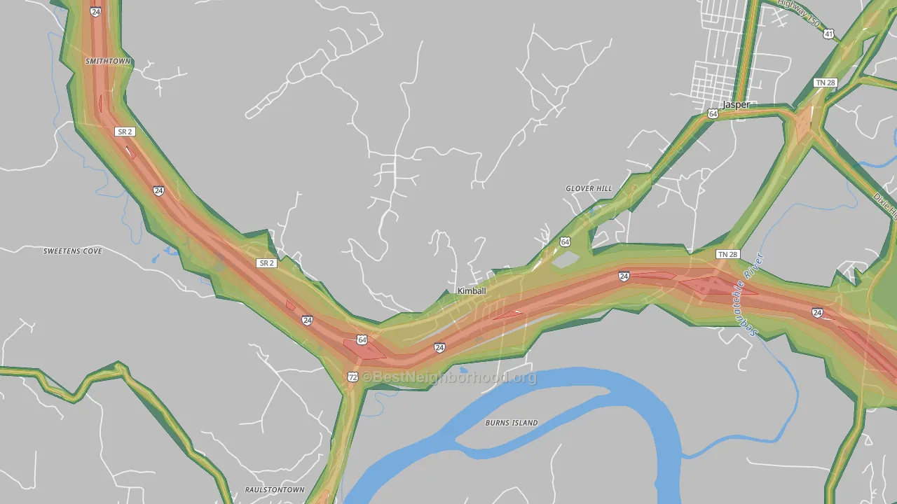 Kimball, TN Map of Noise Levels in Kimball