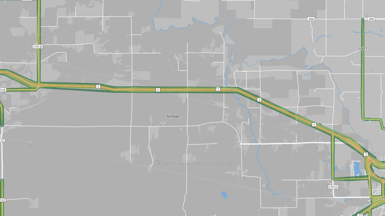 Kimball, WI Map of Noise Levels in Kimball
