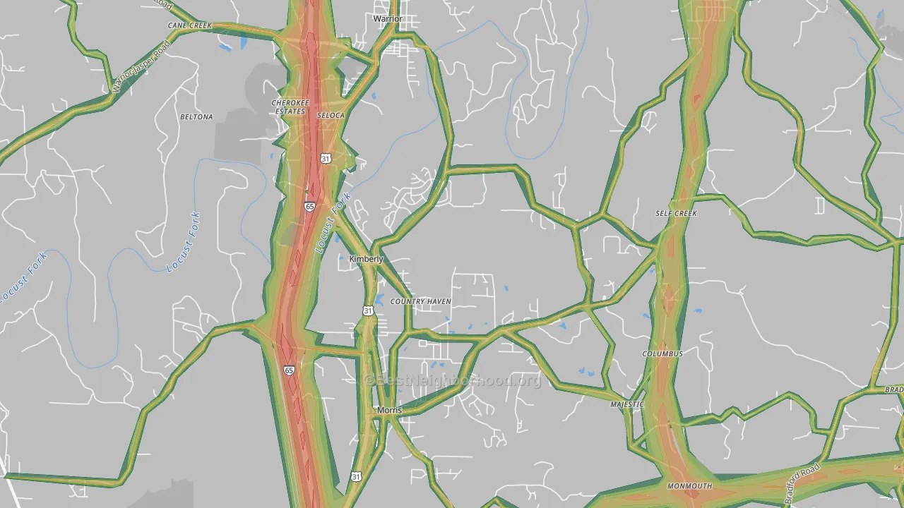 Kimberly, AL Map of Noise Levels in Kimberly