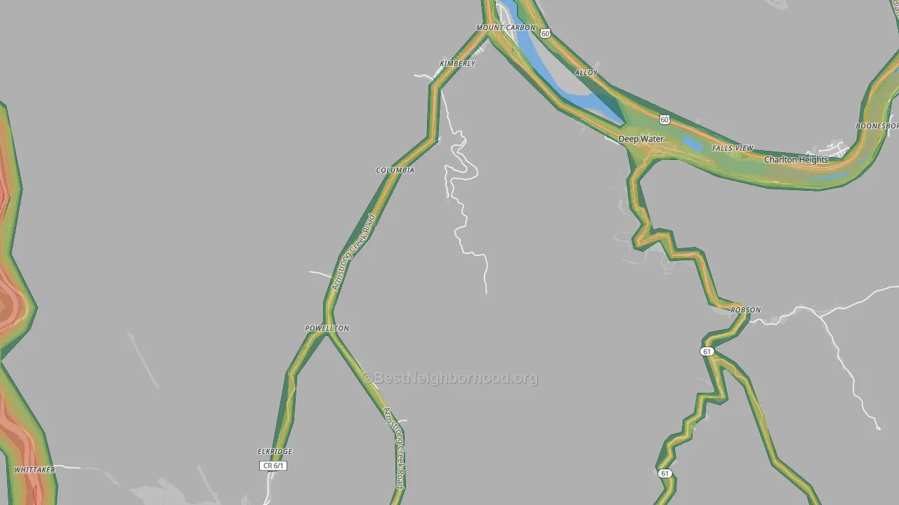 Kimberly, WV Map of Noise Levels in Kimberly