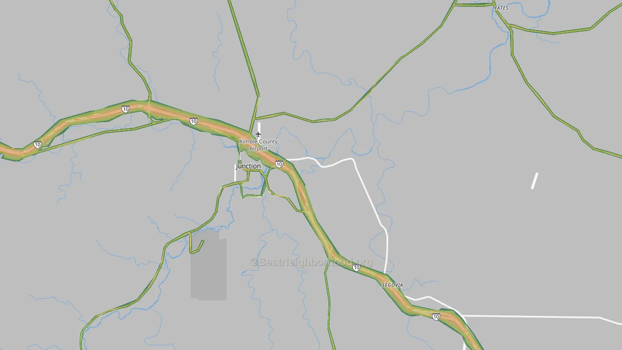 Kimble County, TX Map of Noise Levels in Kimble County