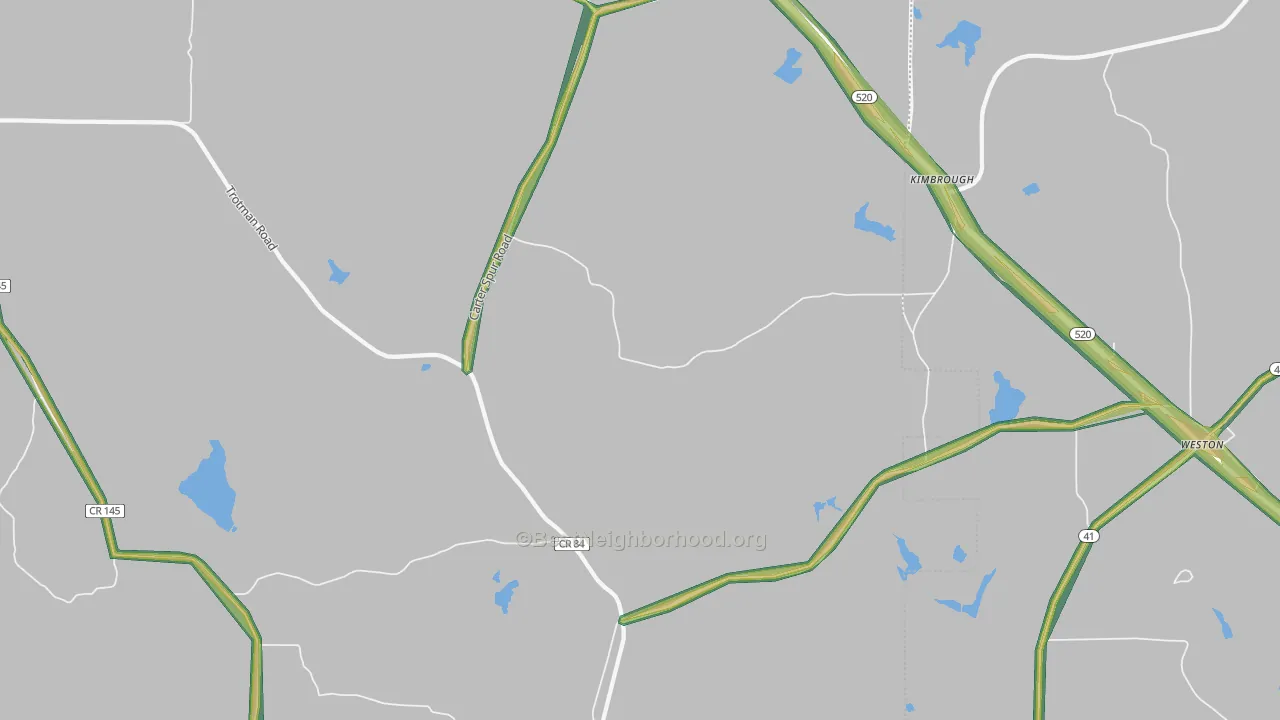 Kimbrough, GA Map of Noise Levels in Kimbrough