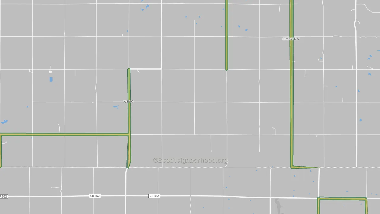 Kimeo, KS Map of Noise Levels in Kimeo