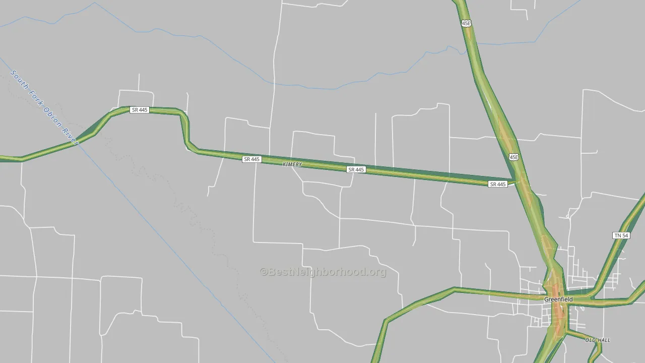Kimery, TN Map of Noise Levels in Kimery