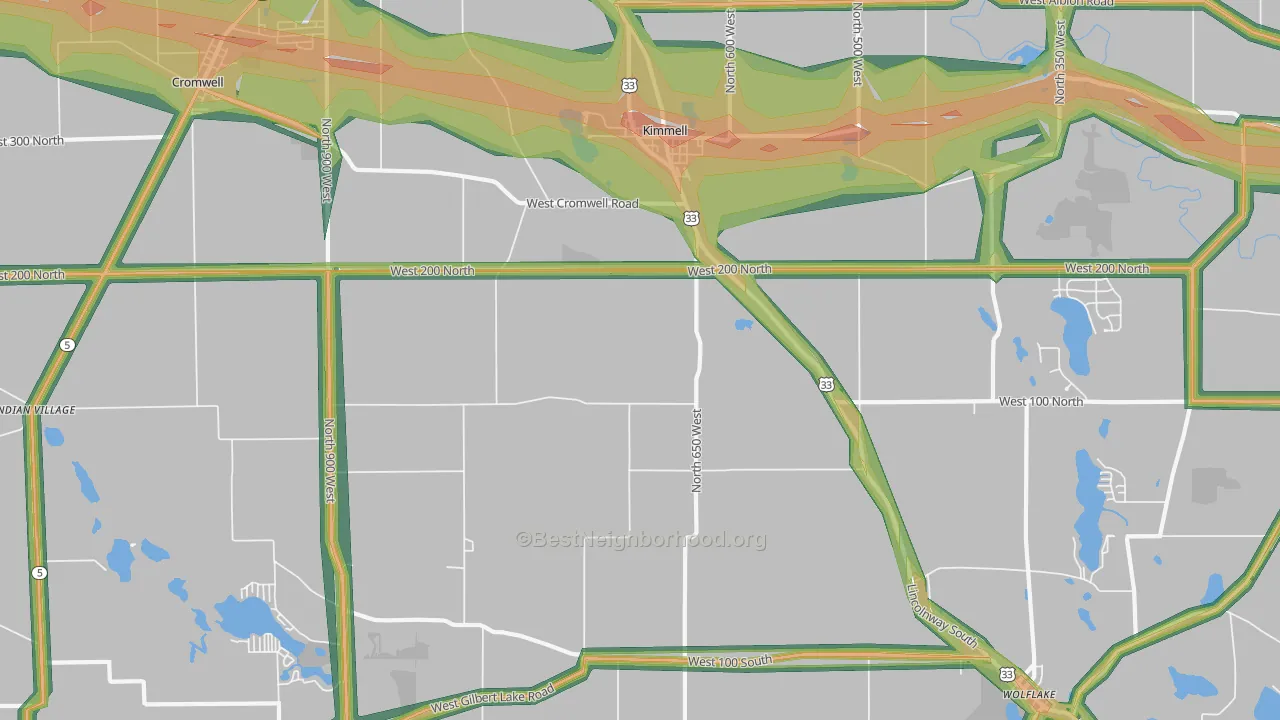 Kimmell, IN Map of Noise Levels in Kimmell