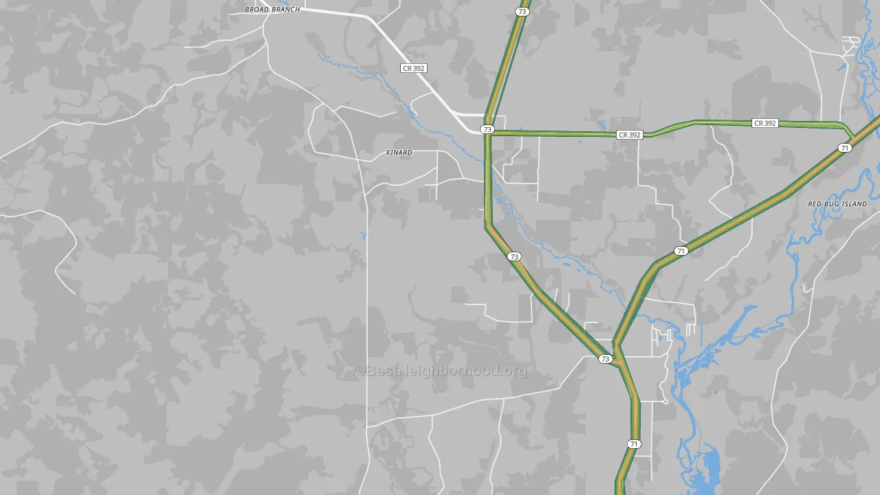 Kinard, FL Map of Noise Levels in Kinard