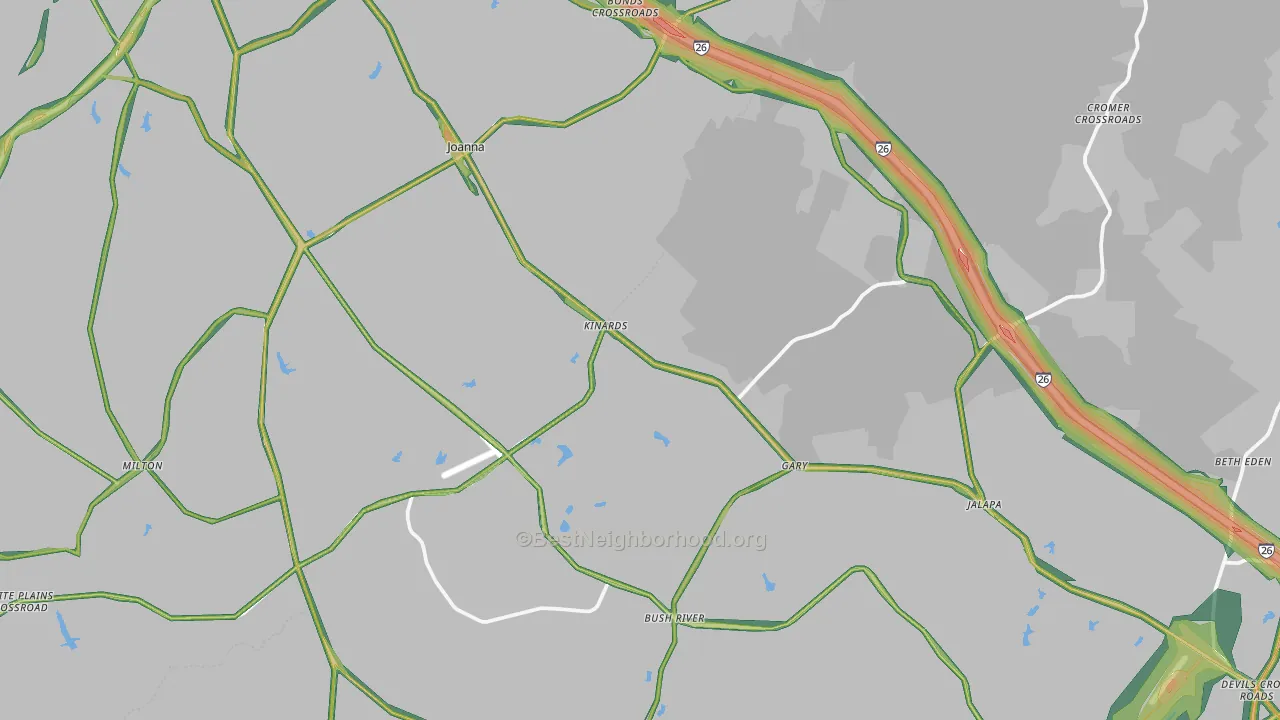 Kinards, SC Map of Noise Levels in Kinards