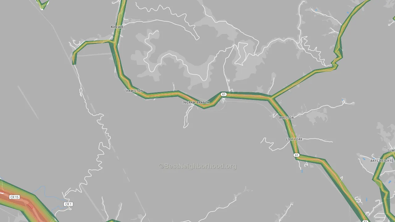 Kincaid, WV Map of Noise Levels in Kincaid