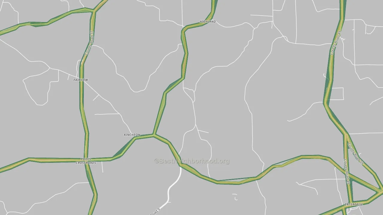 Kincheon, AL Map of Noise Levels in Kincheon