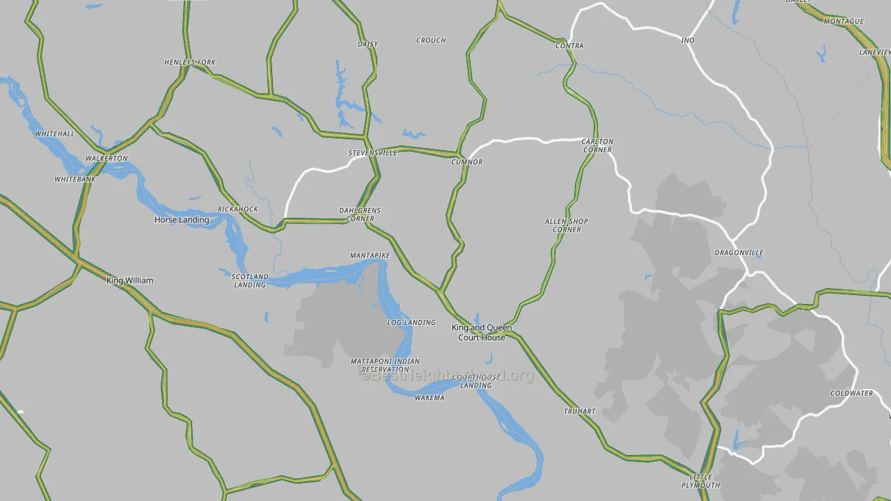 King and Queen County, VA Map of Noise Levels in King and Queen County