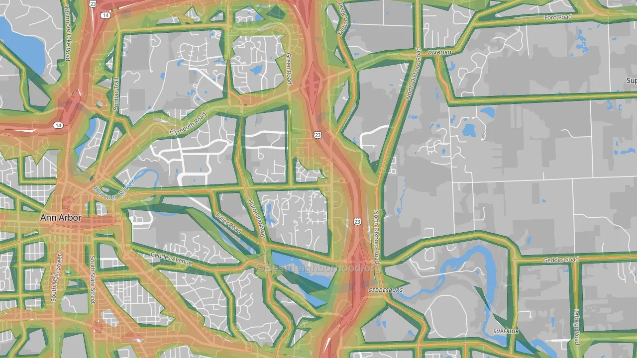 King, Ann Arbor, MI Map of Noise Levels in King