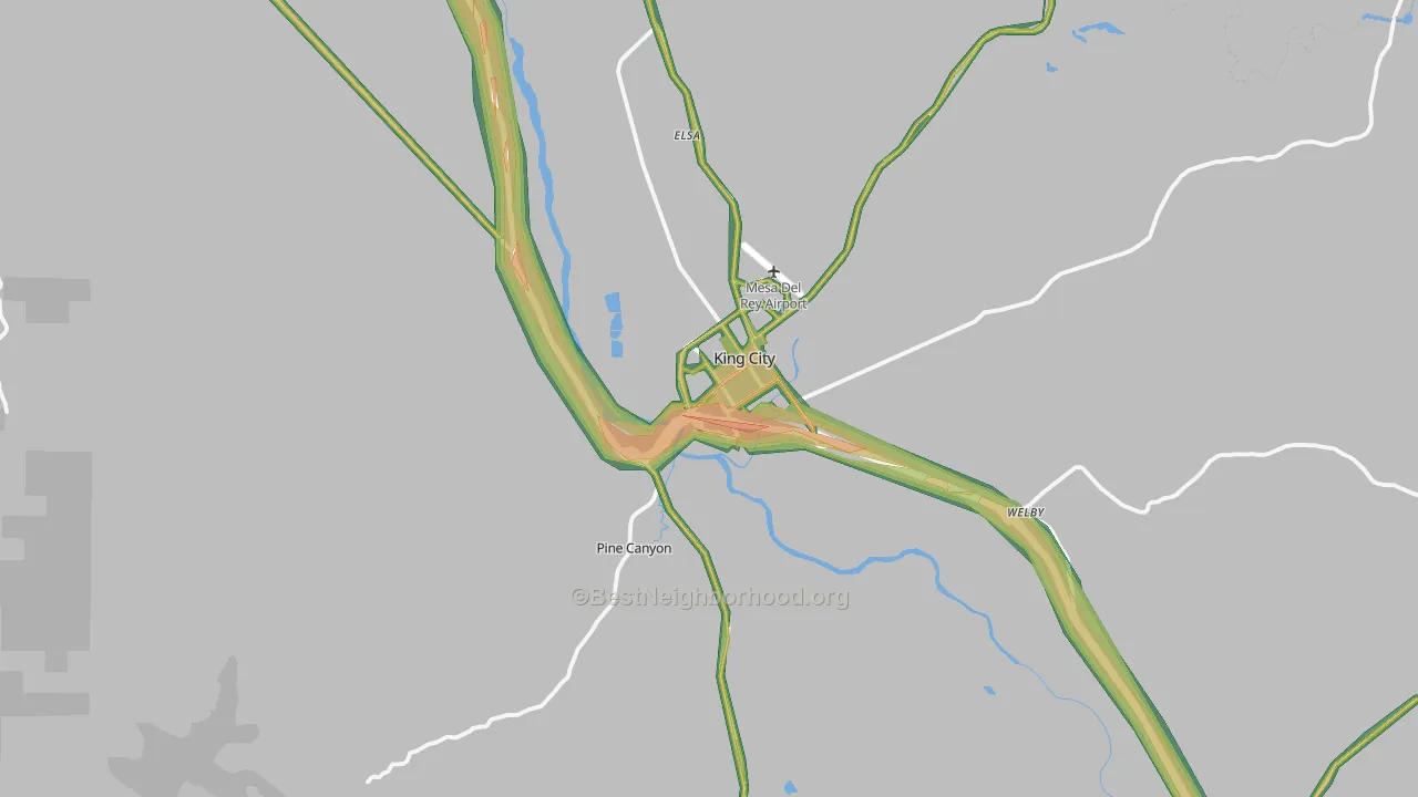 King City, CA Map of Noise Levels in King City
