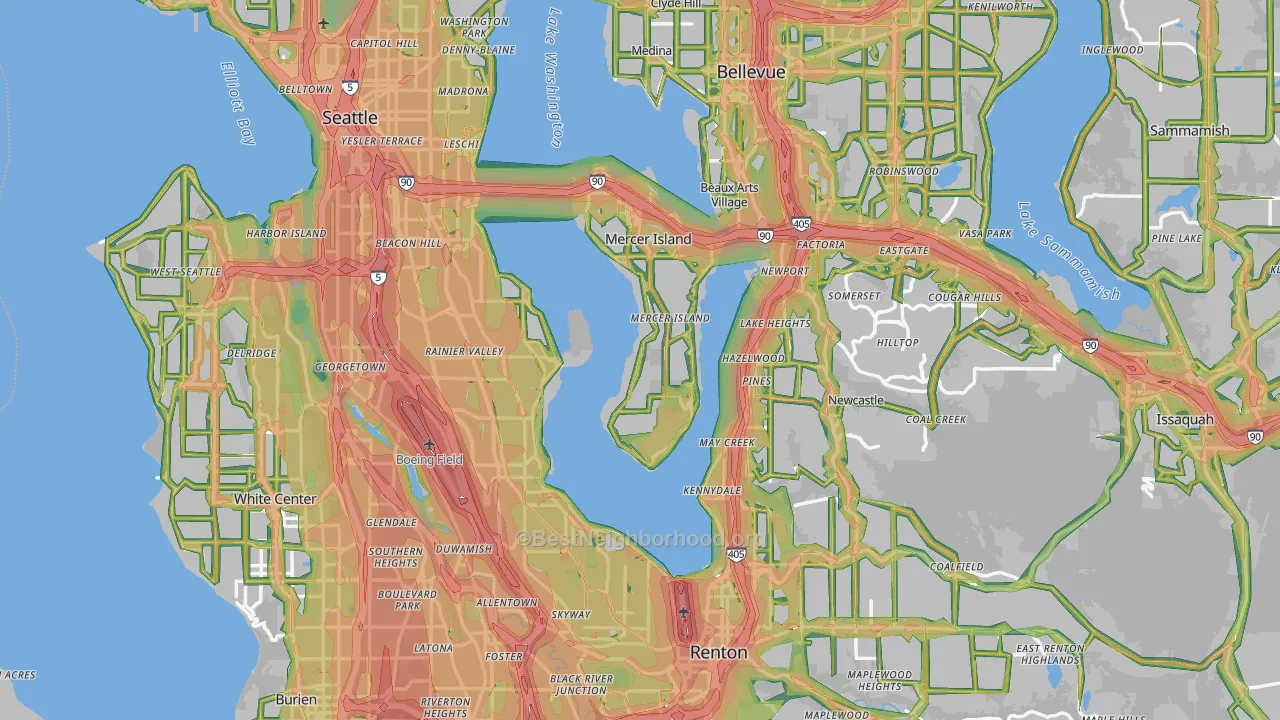 King County, WA Map of Noise Levels in King County