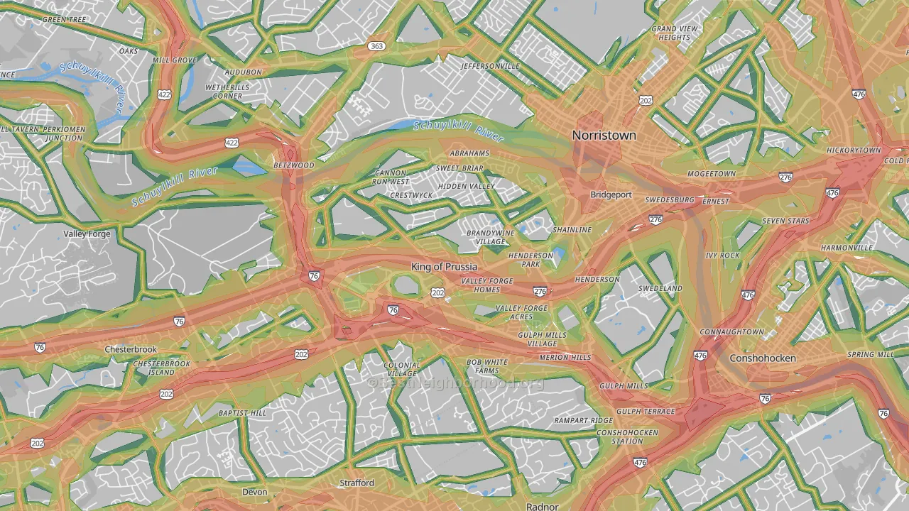 King of Prussia, PA Map of Noise Levels in King of Prussia