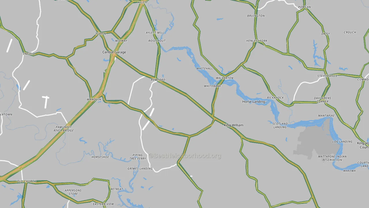 King William County, VA Map of Noise Levels in King William County
