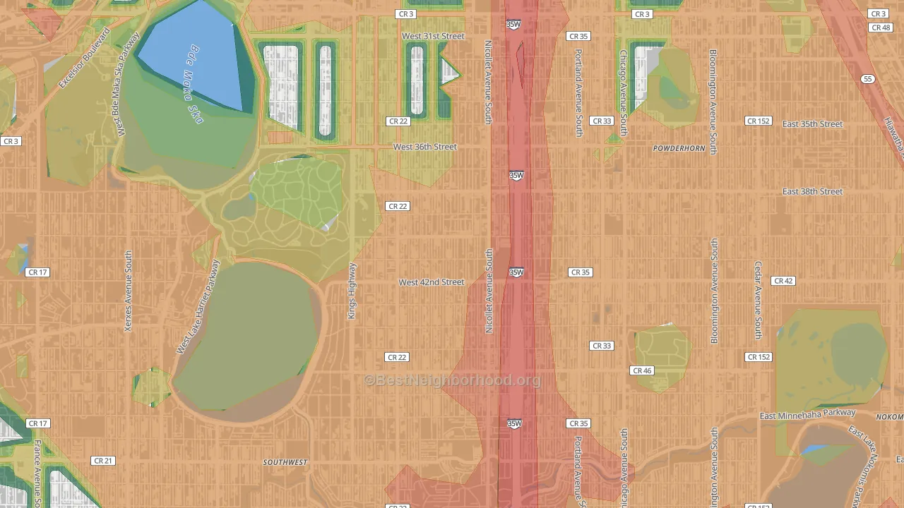 Kingfield, Minneapolis, MN Map of Noise Levels in Kingfield