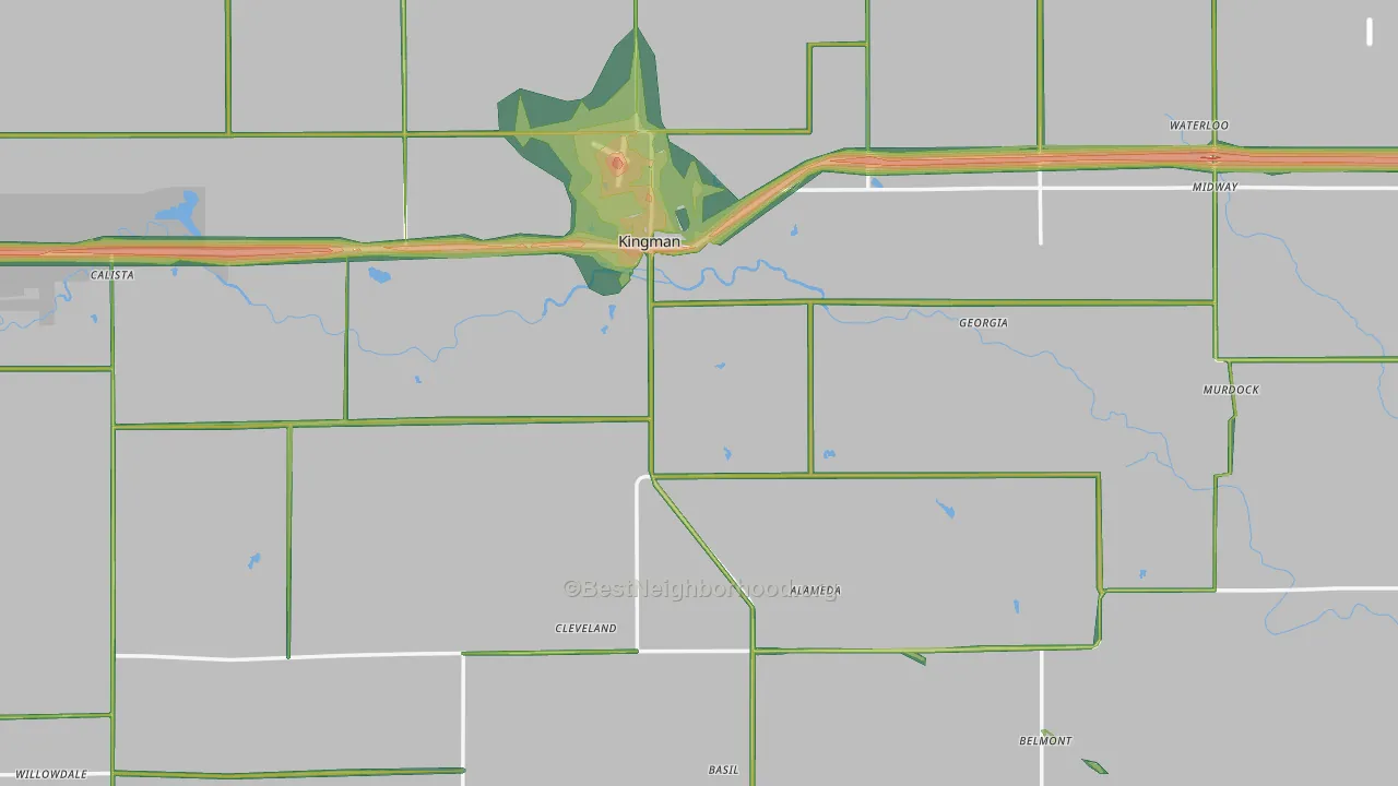 Kingman County, KS Map of Noise Levels in Kingman County