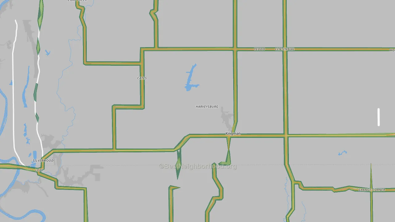 Kingman, IN Map of Noise Levels in Kingman