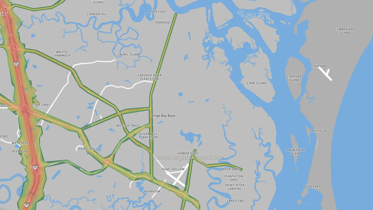 Kings Bay, GA Map of Noise Levels in Kings Bay