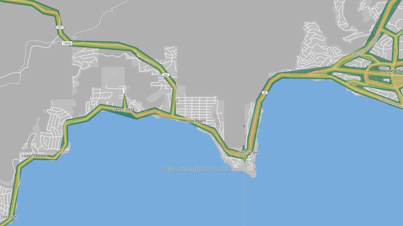 Kings Beach, CA Map of Noise Levels in Kings Beach