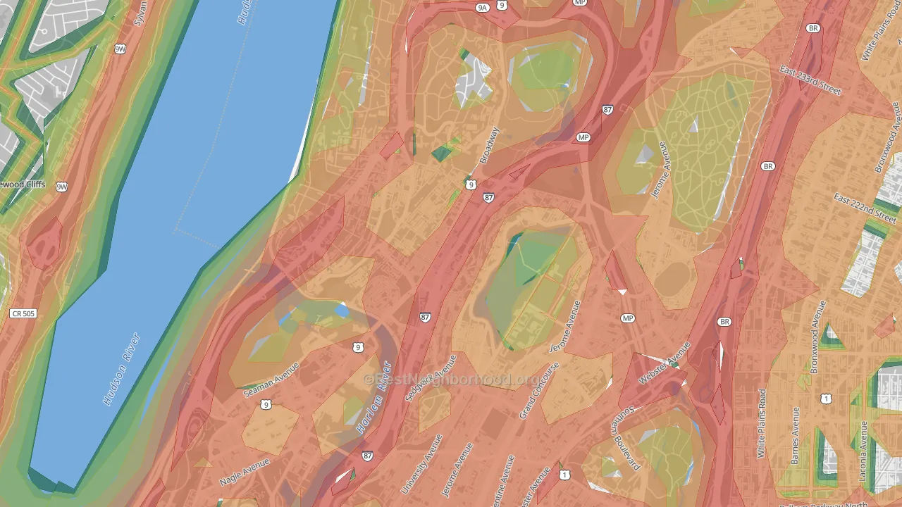 Kings Bridge, Bronx, NY Map of Noise Levels in Kings Bridge