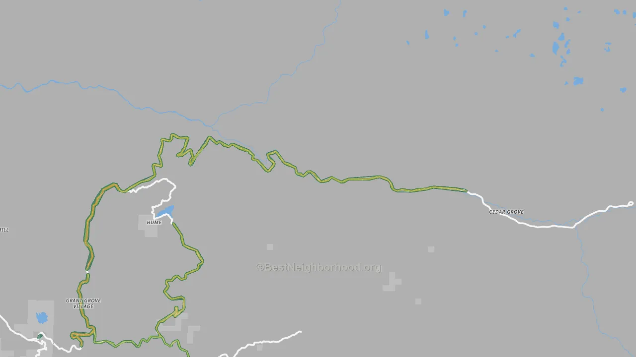 Kings Canyon National Pk, CA Map of Noise Levels in Kings Canyon National Pk