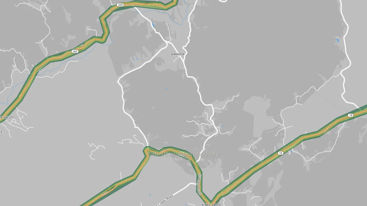 Kings Creek, NC Map of Noise Levels in Kings Creek