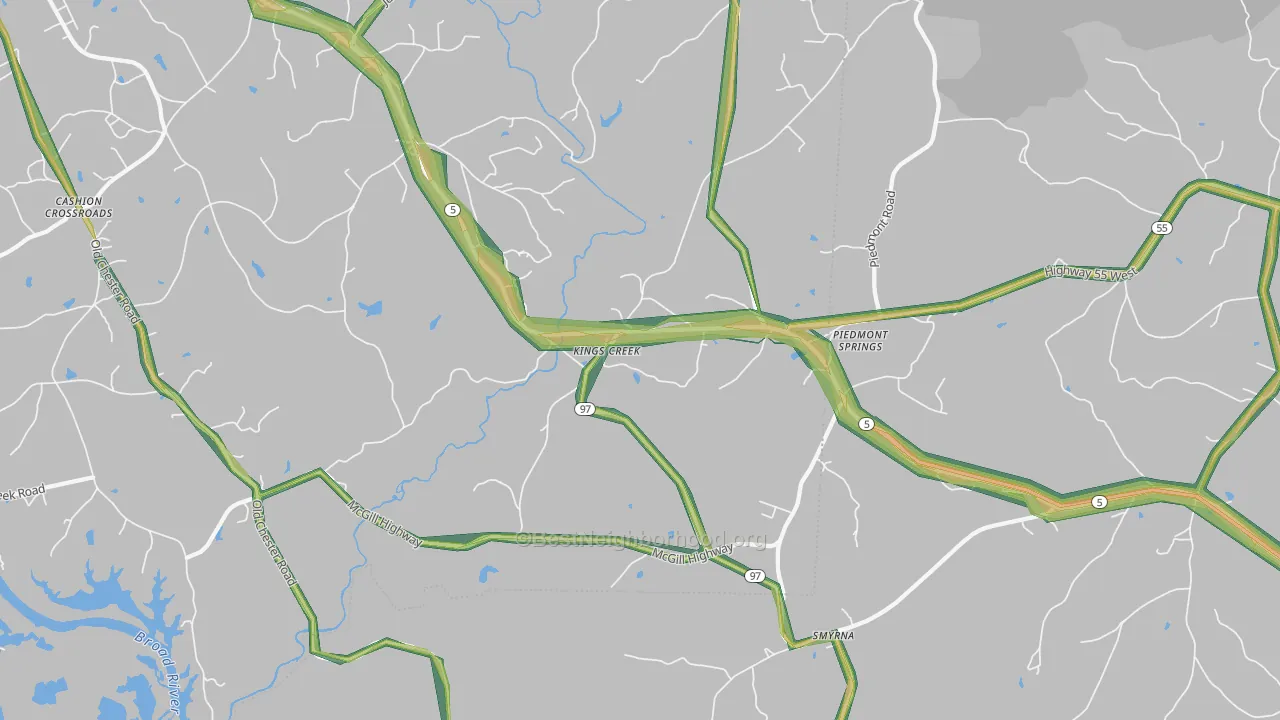 Kings Creek, SC Map of Noise Levels in Kings Creek
