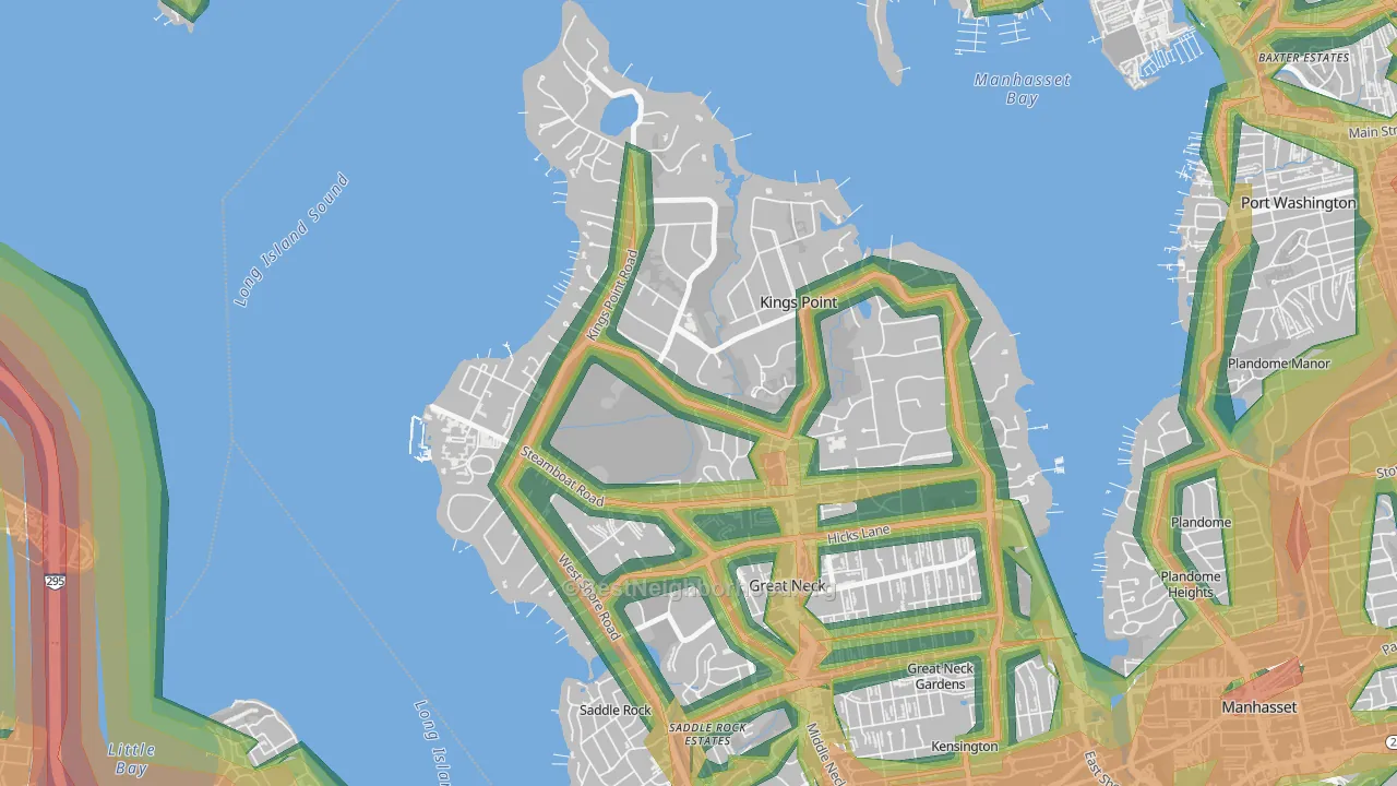 Kings Point, NY Map of Noise Levels in Kings Point