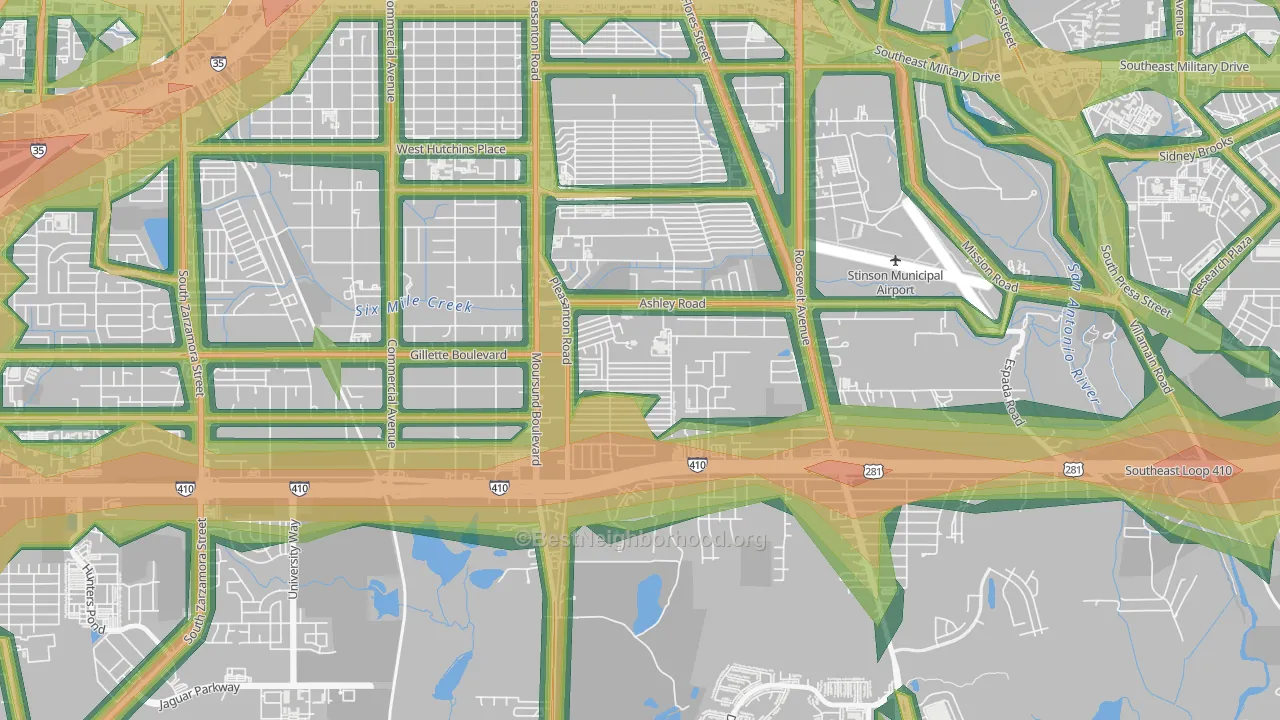 Kingsborough Ridge, San Antonio, TX Map of Noise Levels in Kingsborough Ridge