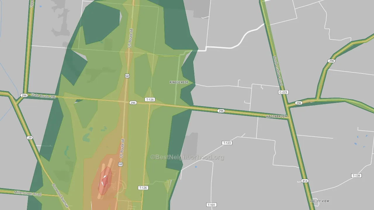 Kingscreek, OH Map of Noise Levels in Kingscreek