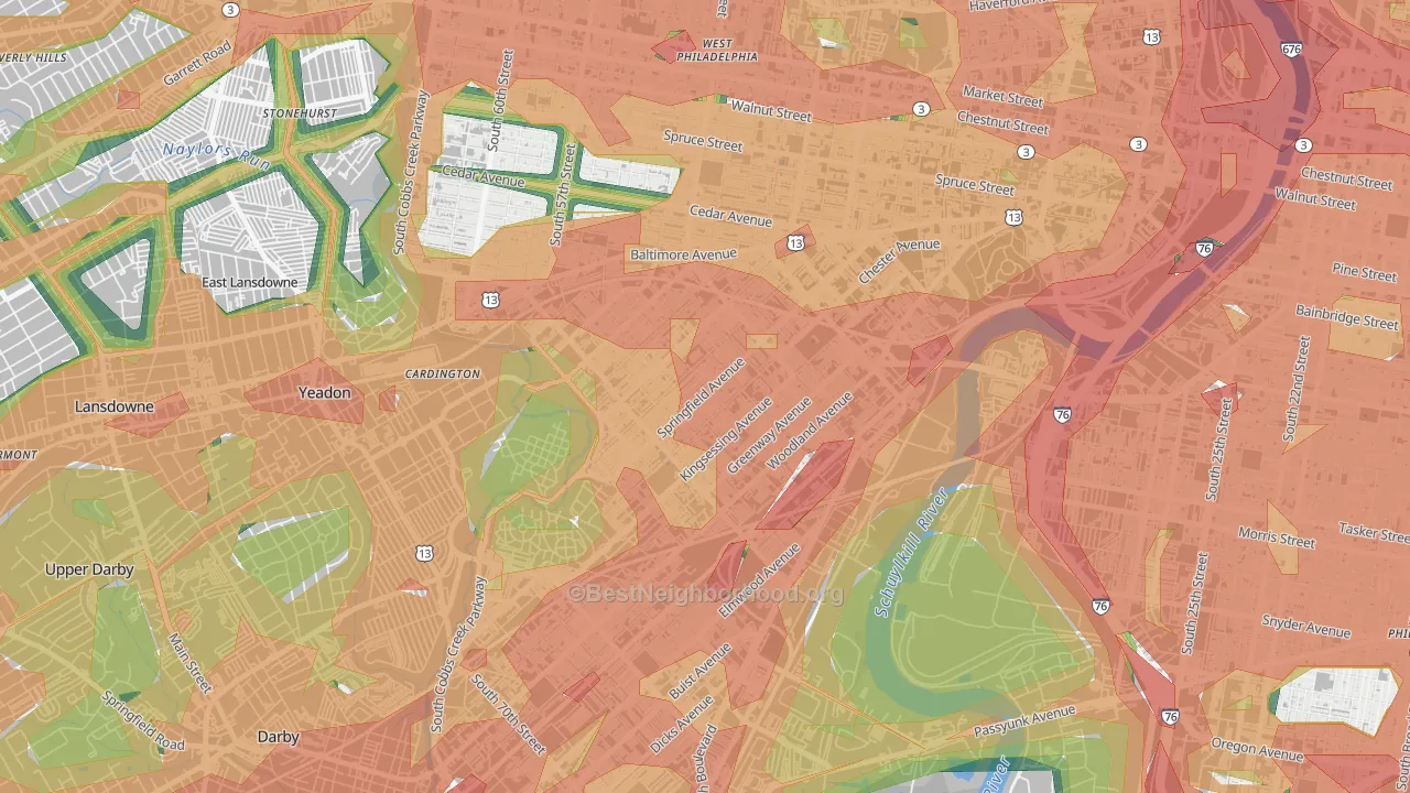Kingsessing, Philadelphia, PA Map of Noise Levels in Kingsessing