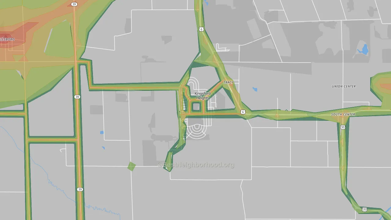 Kingsford Heights, IN Map of Noise Levels in Kingsford Heights