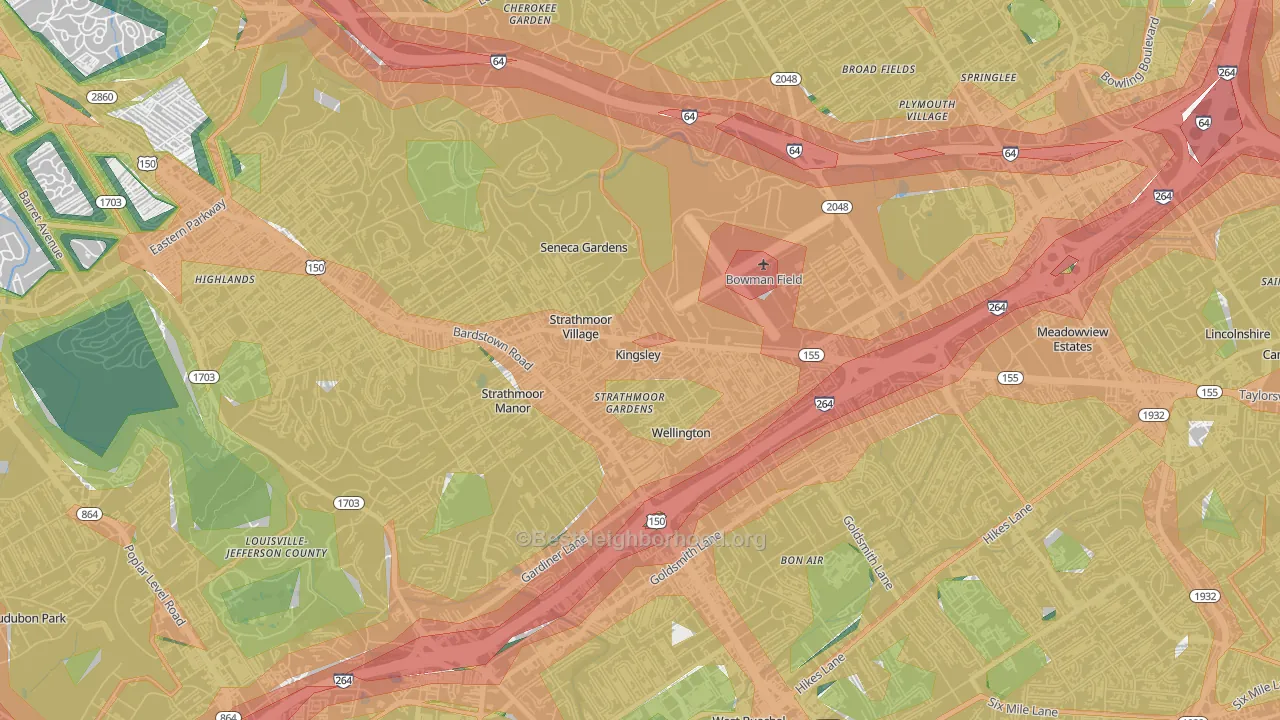 Kingsley, KY Map of Noise Levels in Kingsley