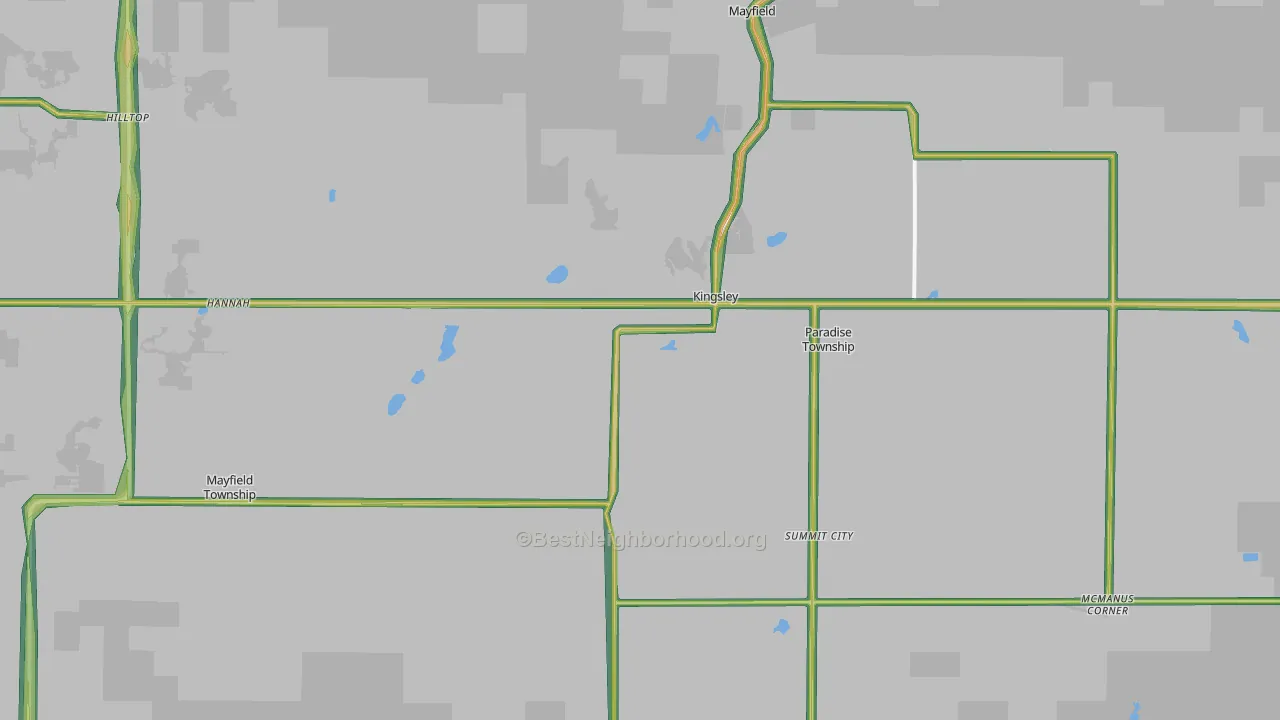 Kingsley, MI Map of Noise Levels in Kingsley