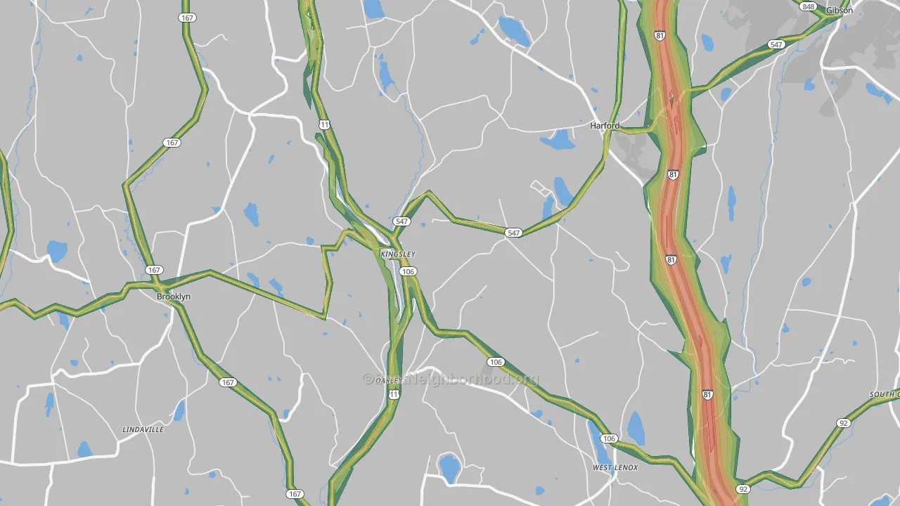 Kingsley, PA Map of Noise Levels in Kingsley