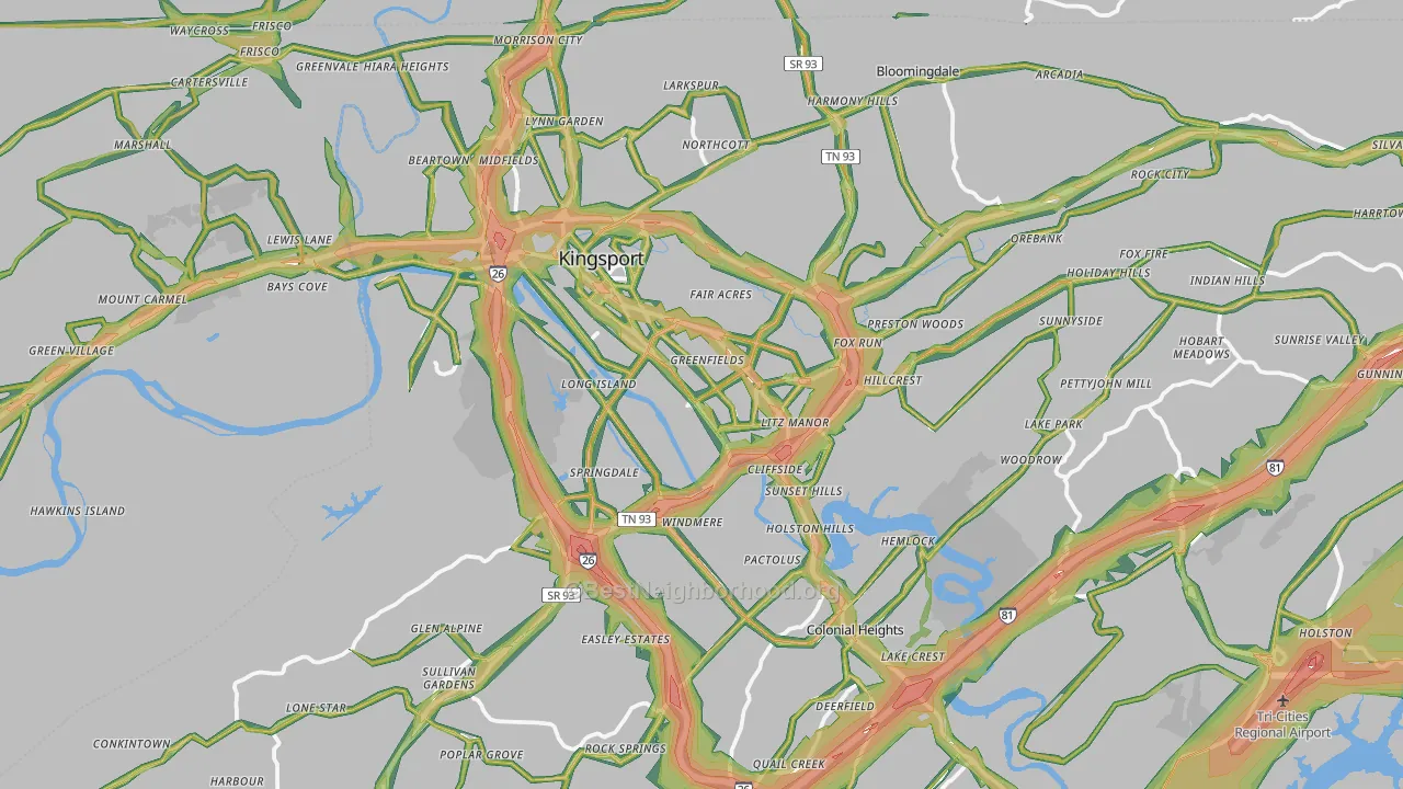 Kingsport, TN Map of Noise Levels in Kingsport