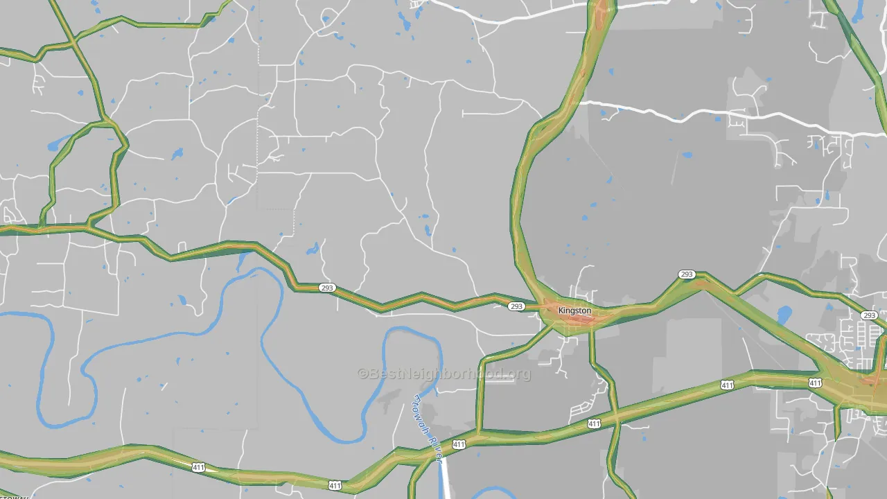 Kingston, GA Map of Noise Levels in Kingston