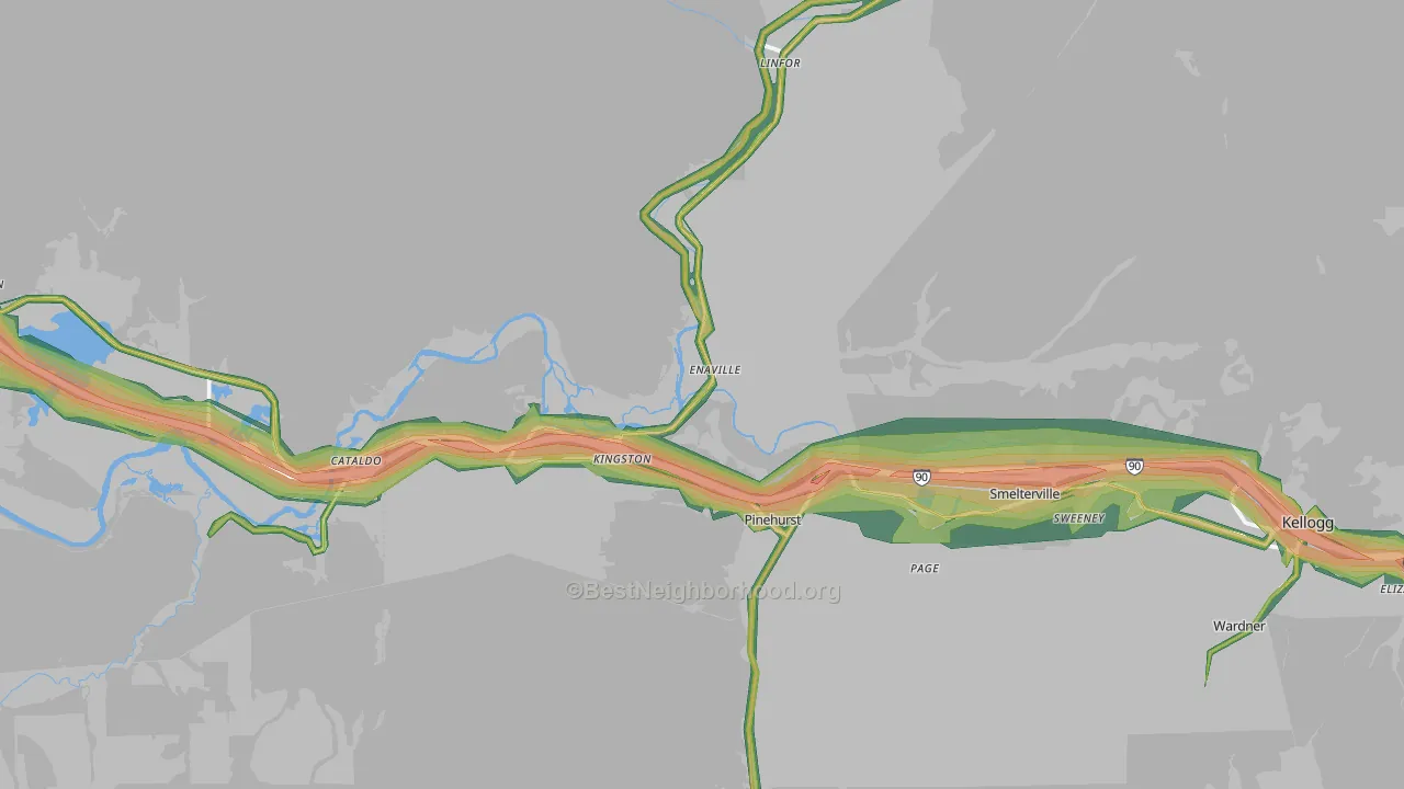 Kingston, ID Map of Noise Levels in Kingston