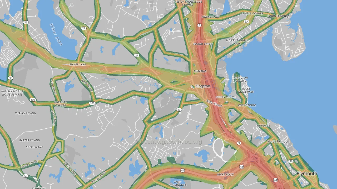 Kingston, MA Map of Noise Levels in Kingston