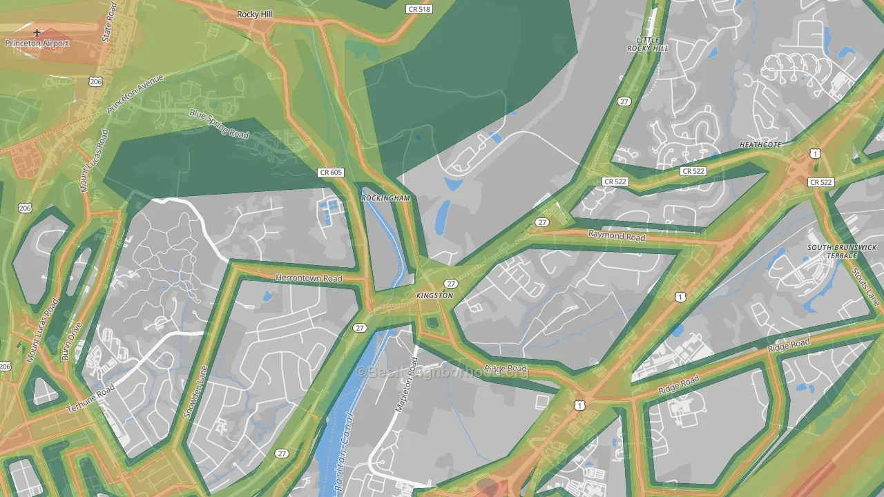 Kingston, NJ Map of Noise Levels in Kingston