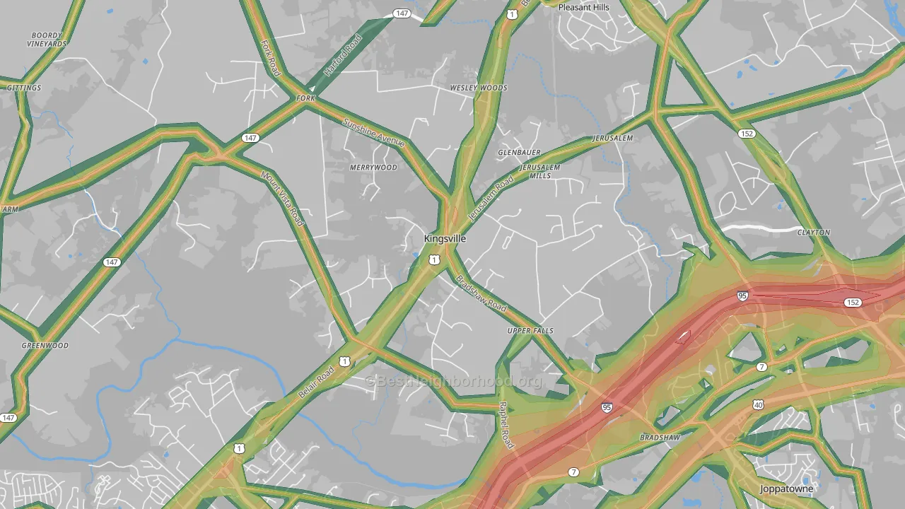 Kingsville, MD Map of Noise Levels in Kingsville